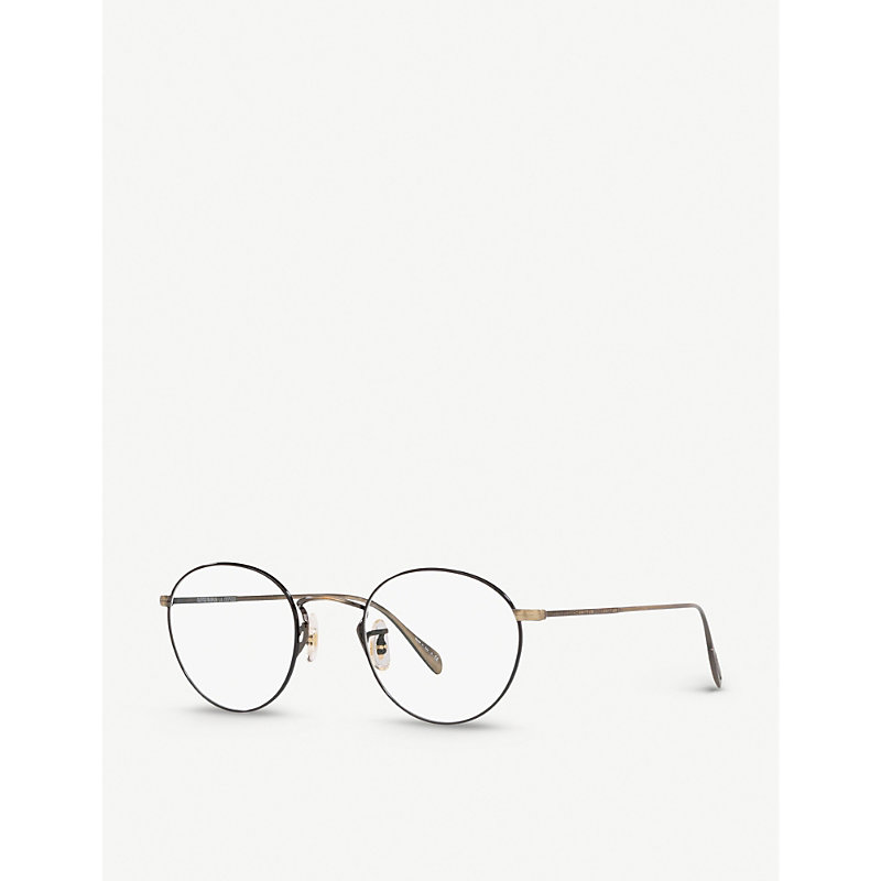 Shop Oliver Peoples Women's Gold Ov1186 Coleridge Metal And Acetate Round-frame Glasses