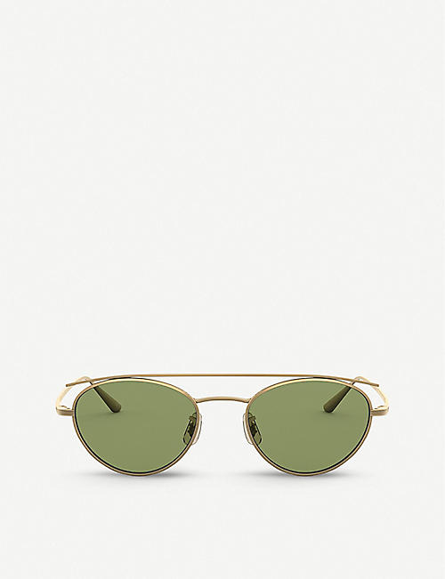 OLIVER PEOPLES: OV1258ST 49 Hightree titanium oval-frame sunglasses