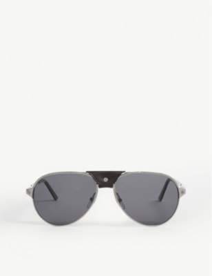 Cartier Ct0034s Pilot-frame Sunglasses In Black