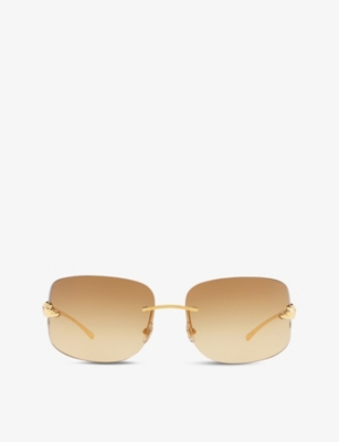 CARTIER CT0062S 72 rectangle frame metal sunglasses Selfridges