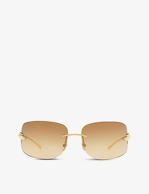 CARTIER: CT0062S 72 rectangle-frame metal sunglasses