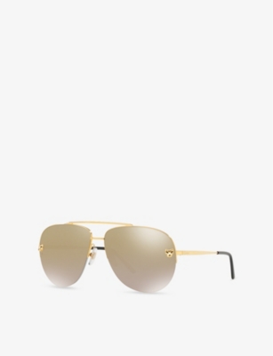 Cartier Ct0065s Aviator-frame Metal Sunglasses In Blue