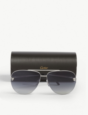 Shop Cartier Women's Grey Aviator Sunglasses
