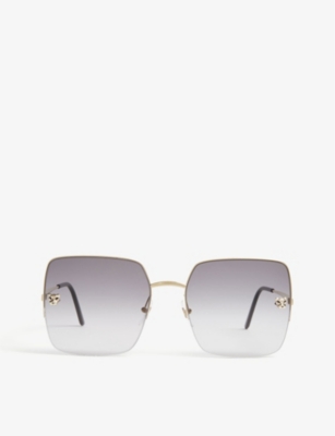 Cartier Women's Gold Panthère De Square-frame Sunglasses