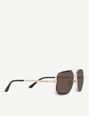 Cartier Womens Grey Ct0194s Santos De Metal Acetate Rectangle-frame Sunglasses In Grey