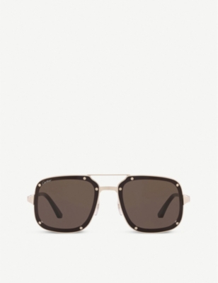 Cartier Womens Grey Ct0194s Santos De Metal Acetate Rectangle-frame Sunglasses In Grey
