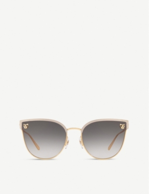 Cartier Women's Gold Ct0198s Panthère De Metal Acetate Cat Eye-frame Sunglasses