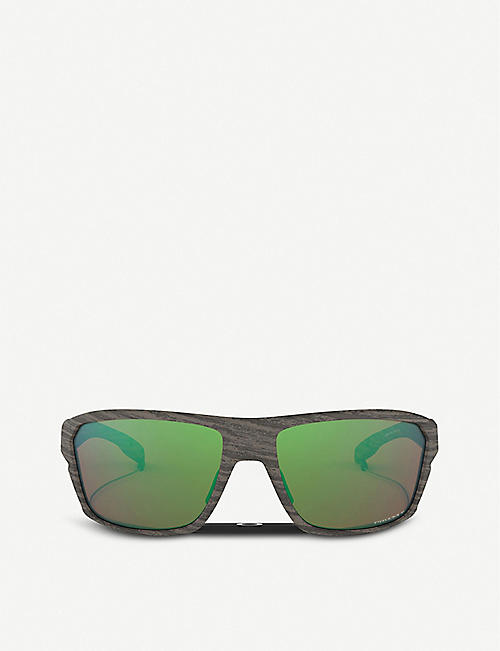 OAKLEY: OO9416-64 Split Shot woodgrain and Prizm™ square-frame sunglasses