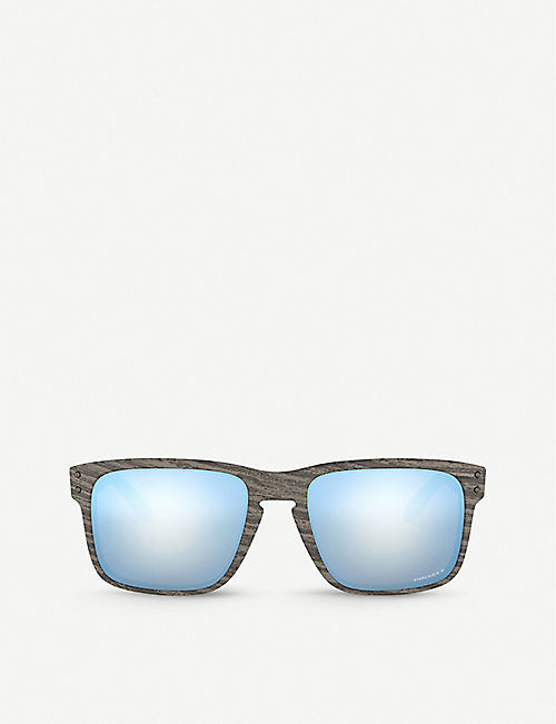 OAKLEY: OO9102-55 Holbrook woodgrain and Prizm&trade; square-frame sunglasses