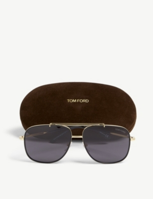 Shop Tom Ford Men's Gold Benton Square-frame Sunglasses