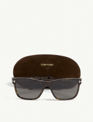 Shop Tom Ford Men's Brown Giulio Tortoiseshell Rectangle-frame Sunglasses