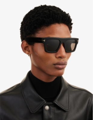 Shop Tom Ford Women's Black Ft0711 Fausto Square-frame Acetate Sunglasses