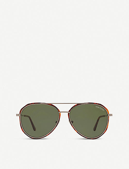 TOM FORD: FT0749 60 pilot-framed metal and acetate sunglasses