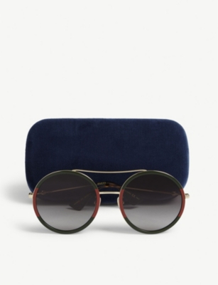 Gucci Womens Gg0061 Round-frame Sunglasses Gold In Gold