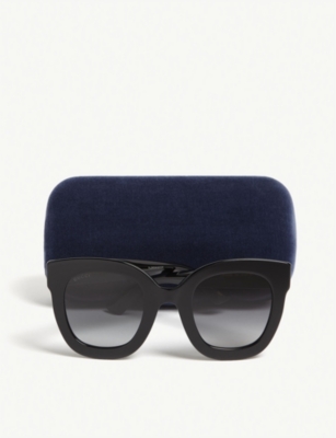 Shop Gucci Women's Black Gg0208 Oval-frame Sunglasses