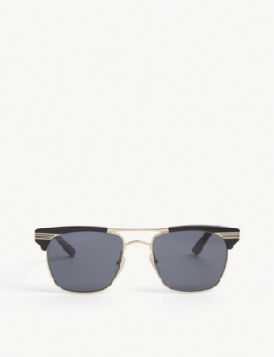 GUCCI GG0241S wayfarer frame gold tone metal sunglasses Selfridges