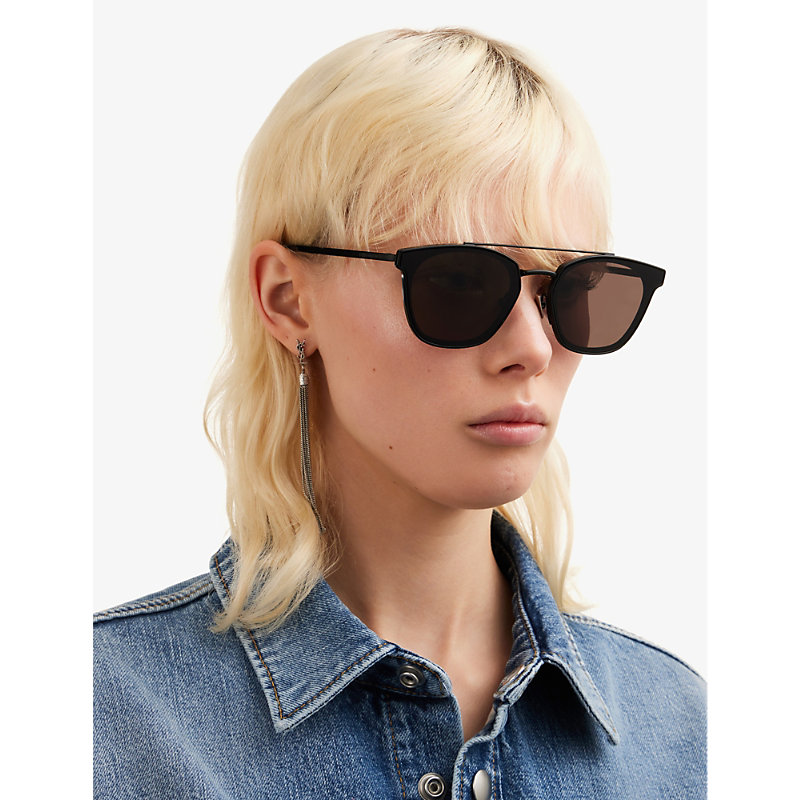 Shop Saint Laurent Womens Black Cat-eye Sunglasses