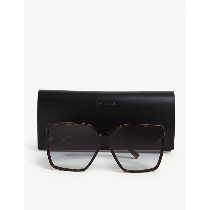 Shop Saint Laurent Women's Selfridges Says Betty Havana Square-frame Sunglasses