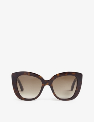 GUCCI: Havana Gg0327s cat-eye frame sunglasses