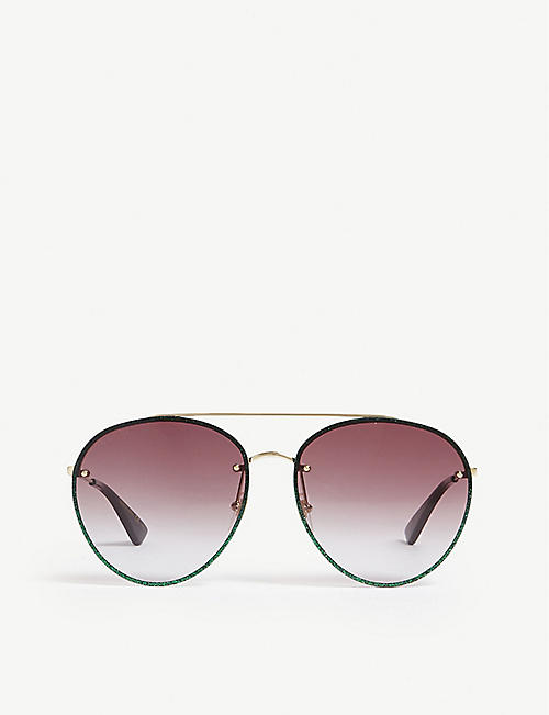 GUCCI: Gg0351s pilot-frame sunglasses