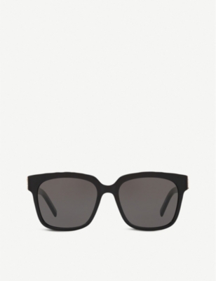 Saint Laurent Womens Black Shiny Sl M40 Shiny Acetate And Nylon Rectangle-frame Sunglasses