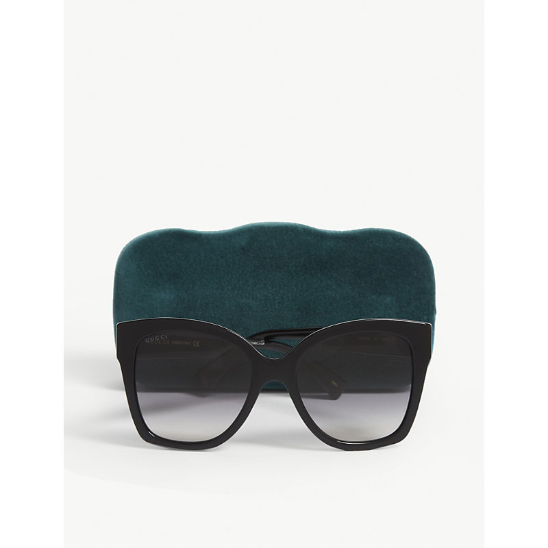 Shop Gucci Women's Black Gg0459s Acetate Cat-eye Sunglasses