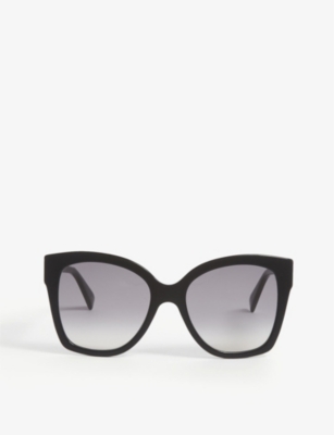 Shop Gucci Women's Black Gg0459s Acetate Cat-eye Sunglasses