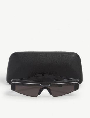 Shop Balenciaga Womens Black Bb0003s Rectangle-frame Sunglasses