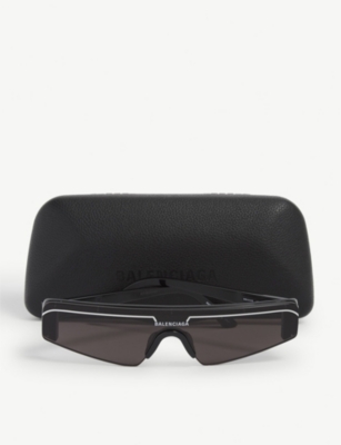 Balenciaga Ski Rectangular-frame Sunglasses In Black