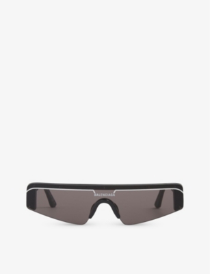 Shop Balenciaga Womens Black Bb0003s Rectangle-frame Sunglasses