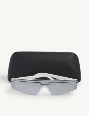 Balenciaga Womens White Bb0003s Rectangle-frame Sunglasses In Gray