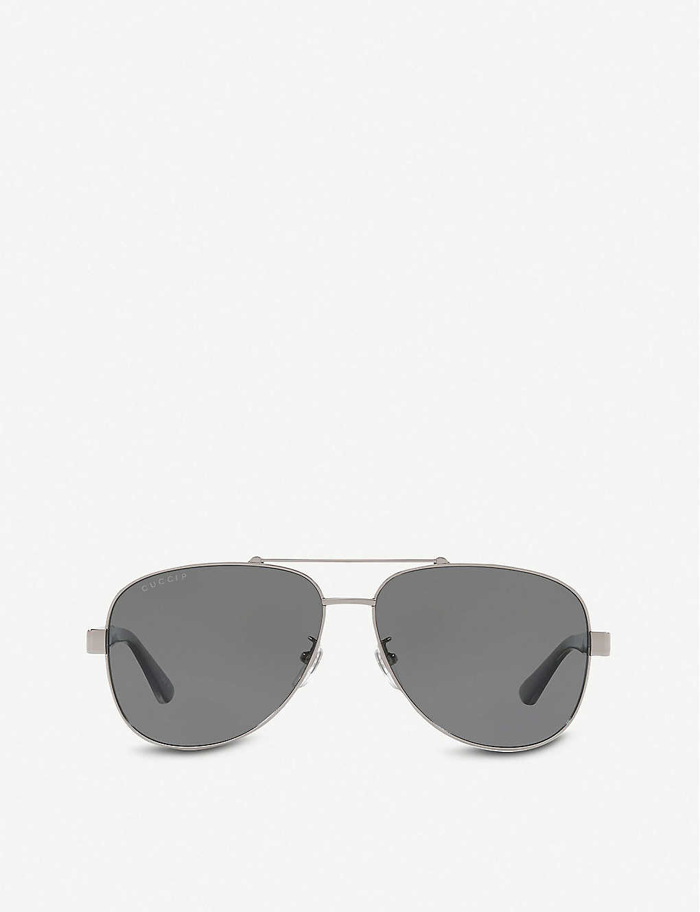 Gucci Gg0528s 63 Metal And Acetate Aviator Sunglasses In Silver