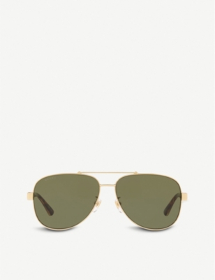 GUCCI - GG0528S 63 metal and acetate aviator sunglasses | Selfridges.com