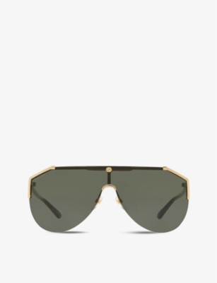 Gucci Mens Gg0584s Gold-tone Metal Aviator Sunglasses