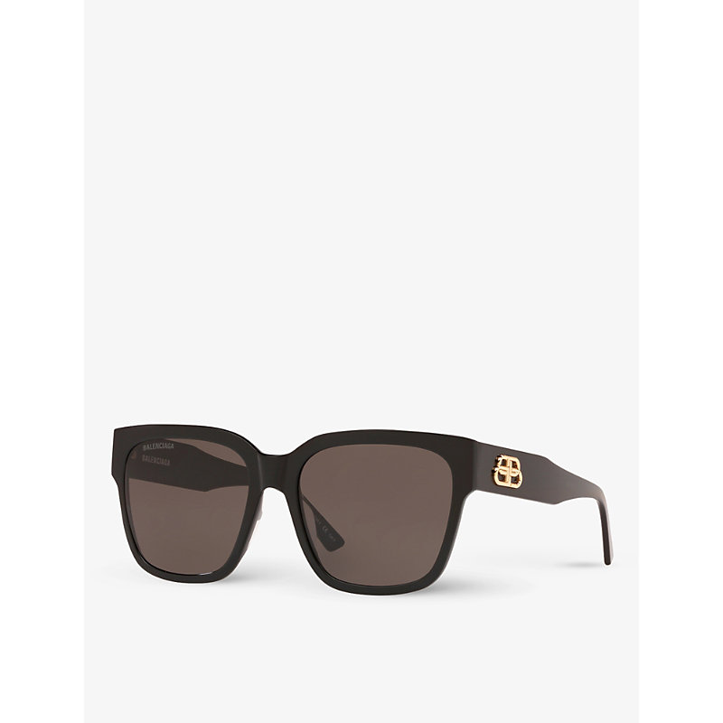 Shop Balenciaga Womens Black Bb0056s Square-frame Sunglasses