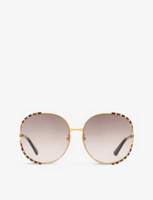 GUCCI: GG0595S 64 square-frame metal sunglasses