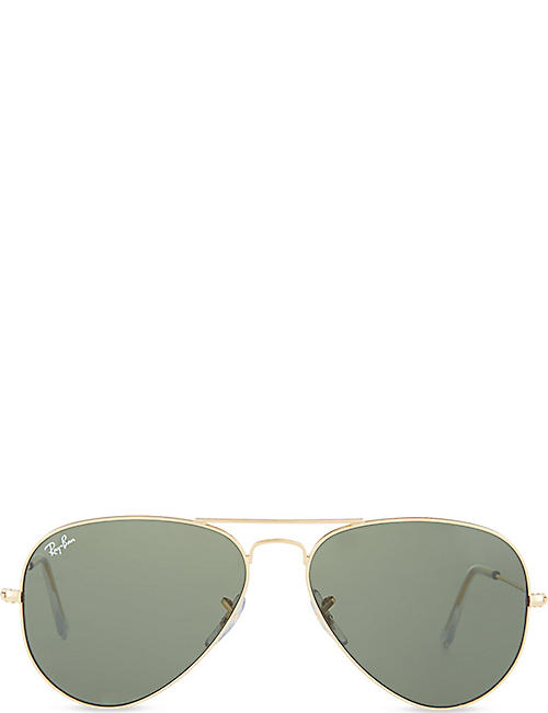RAY-BAN: Original aviator metal-frame sunglasses with green lenses RB3025 58