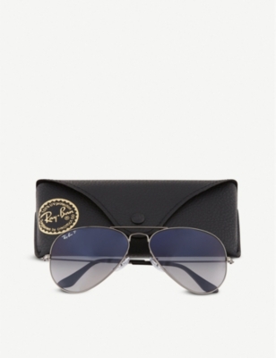 RAY-BAN: Original aviator gunmetal-frame sunglasses with gradient blue lenses RB3025 58