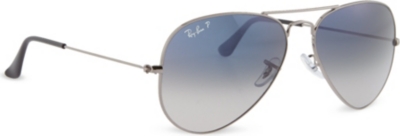 Ray Ban Original Aviator Gunmetal Frame Sunglasses With Gradient Blue Lenses Rb3025 58 Selfridges Com