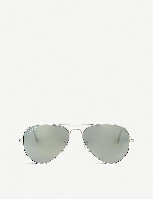 RAY-BAN: Original aviator silver frame sunglasses RB3025 58