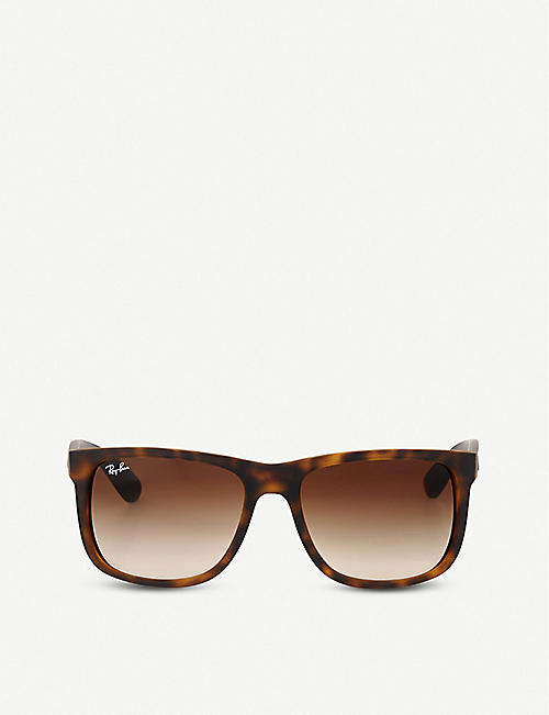 RAY-BAN: Havana rectangular sunglasses with grey gradient lenses RB4165 54