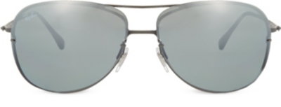 RAY BAN   Gunmetal aviator sunglasses with reflective lenses RB8052 61
