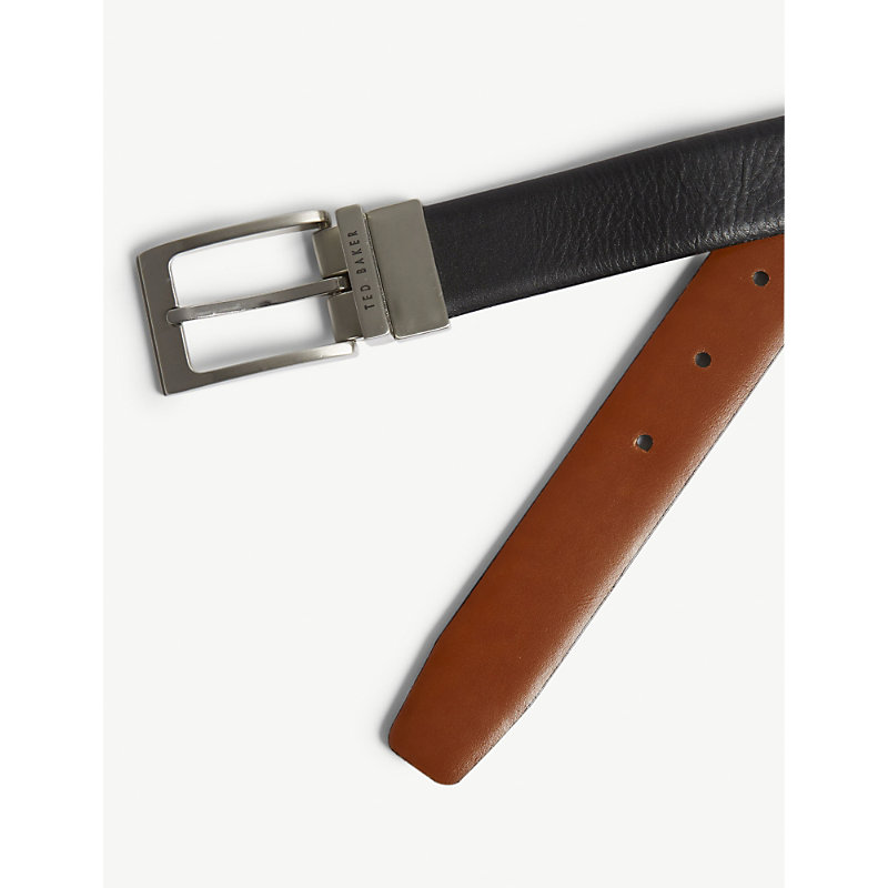 Shop Ted Baker Karmer Reversible Leather Belt In Black