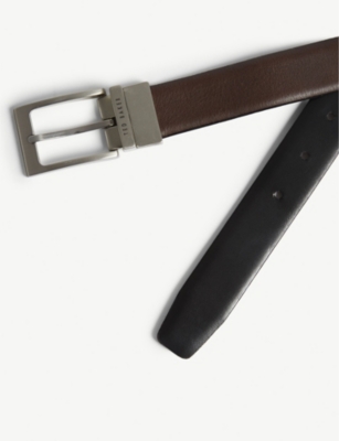 Shop Ted Baker Men's Chocolate Karmer Reversible Leather Belt