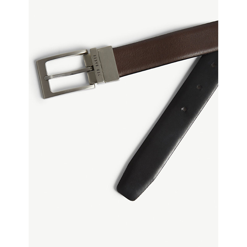 Shop Ted Baker Men's Chocolate Karmer Reversible Leather Belt