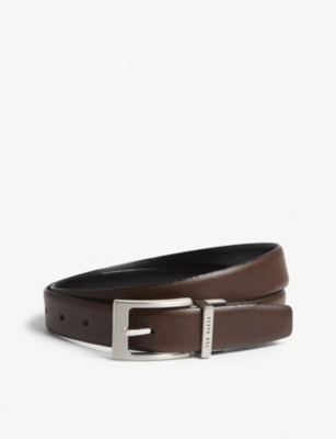 Ted Baker Karmer Reversible Leather Belt In Chocolate