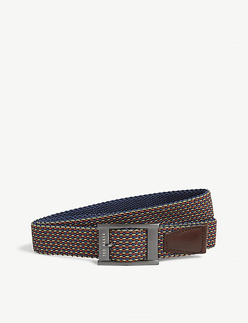 TED BAKER: Columm woven and leather reversible belt