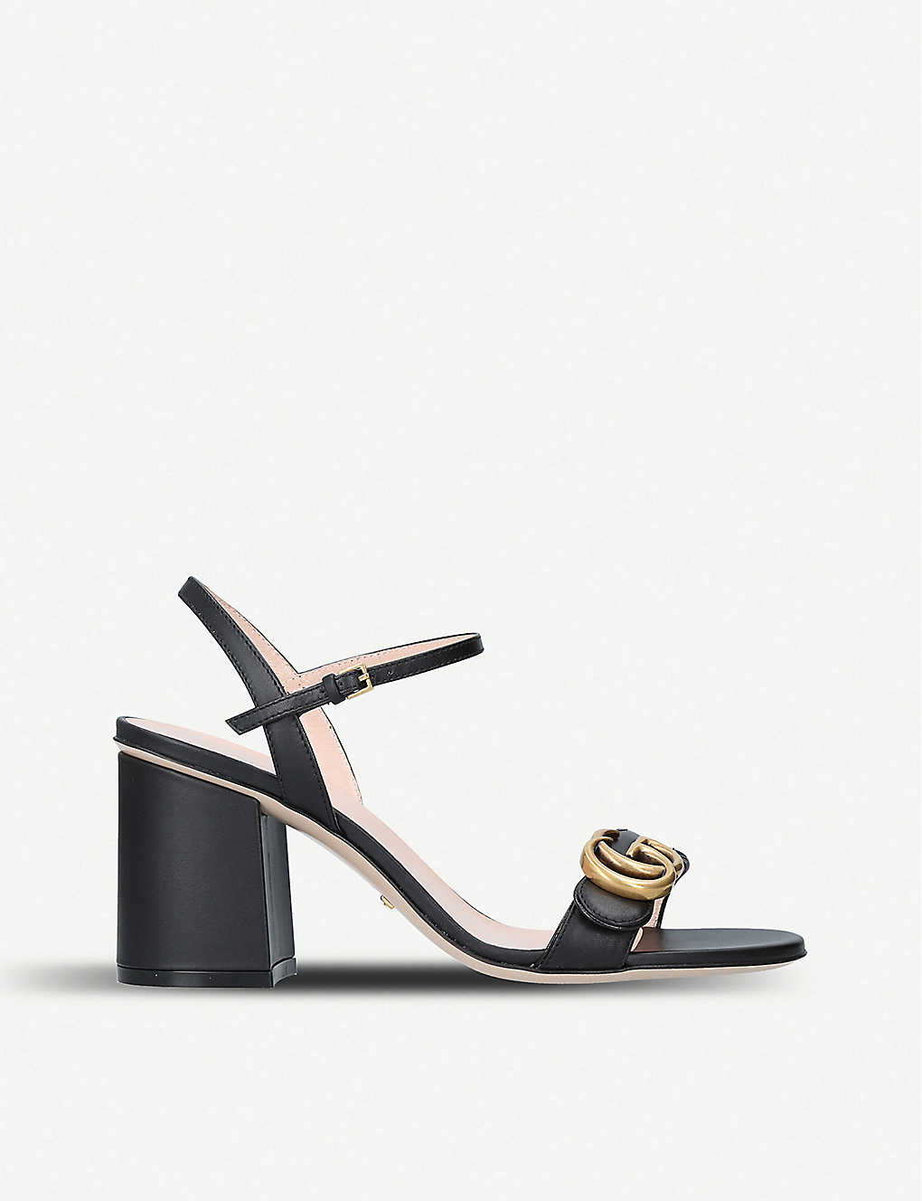 Shop Gucci Marmont 75 Leather Sandals In Black