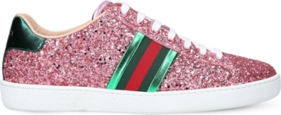 pink glitter gucci trainers