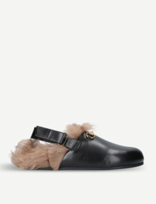 gucci river leather clogs